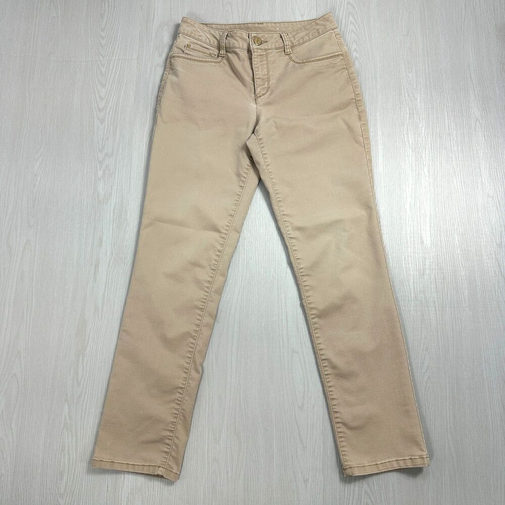 Croft & Borrow Women's Size 4 Straight Mid Rise Stretch Chino Beige Casual Pants